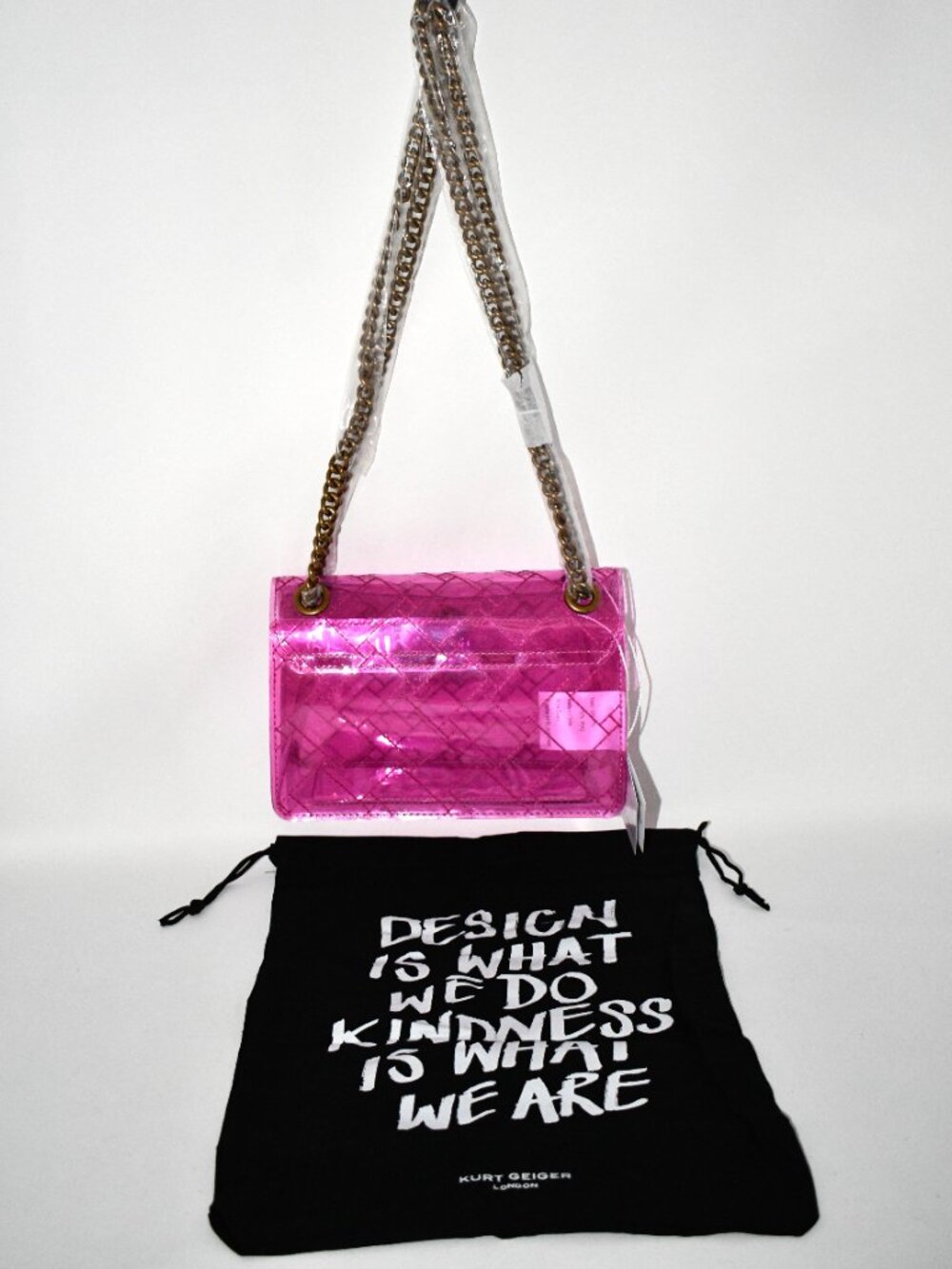 Kurt Geiger Vinyl MINI Kensington Convertible Crossbody in Fuchsia #4756052999 N - Picture 4 of 7